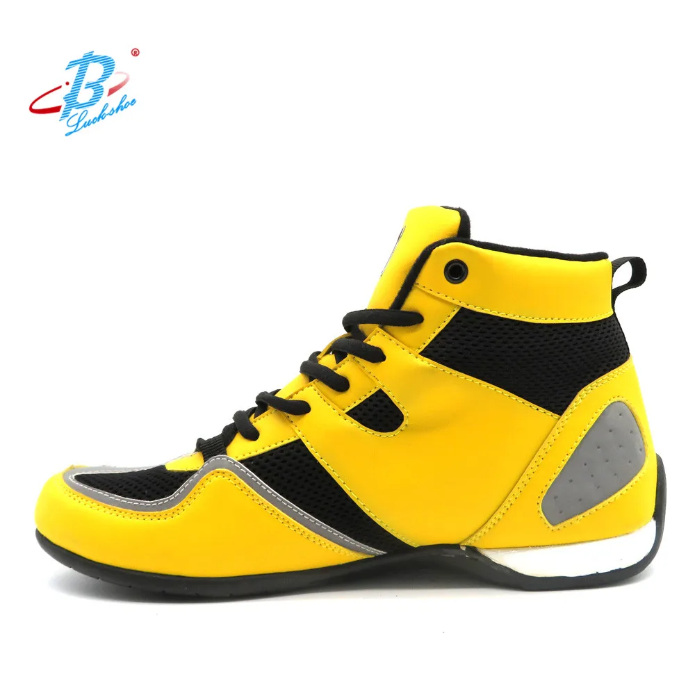 YELLOW BOXING SHOES PROFESSIONAL BOXING BOOTS FOR MEN GYM MMA BOOTS