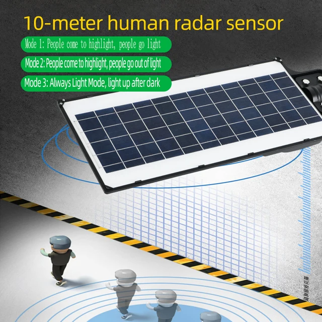 Very Bright outdoor solar street light IP65 waterproof grade used for garden lighting in rainy days