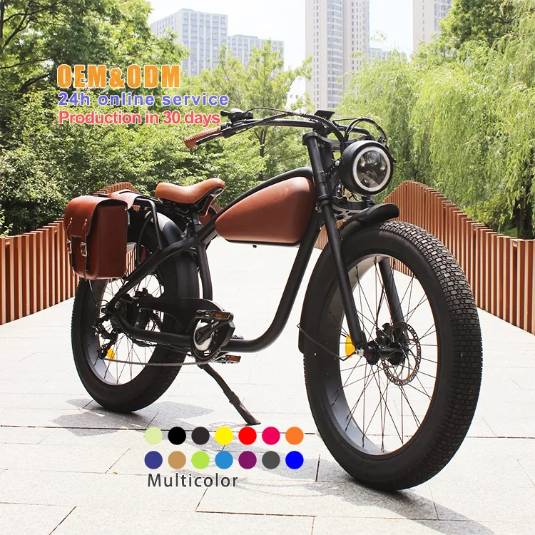 Electric Classic Vintage Bike Customized 26 Inch 1000W Rear Motor Chopper Ebike Fat Vintage Electric Bicycle Retro E Bike