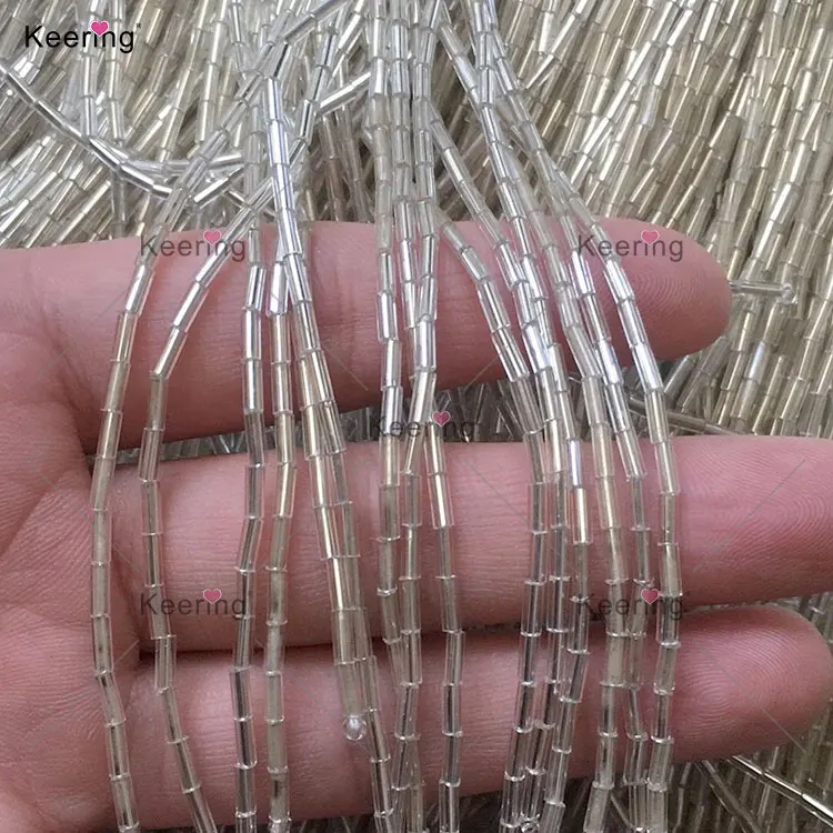 Small MOQ Fast Shipping Keering In Stock Dress Glass Ribbon fringe beaded tassel trim 15cm For Shirt