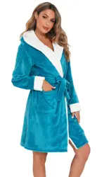 Custom Extra Thick Plush Ladies Full Length Nightgowns Wholesale Well-fitting Coral Fleece Robe Pajamas
