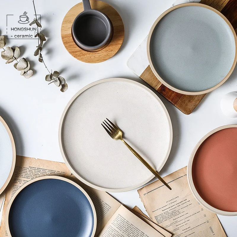 
Custom Ceramic Breakfast Plate Nordic Creative Simple Steak Plate Home Dish Plate 