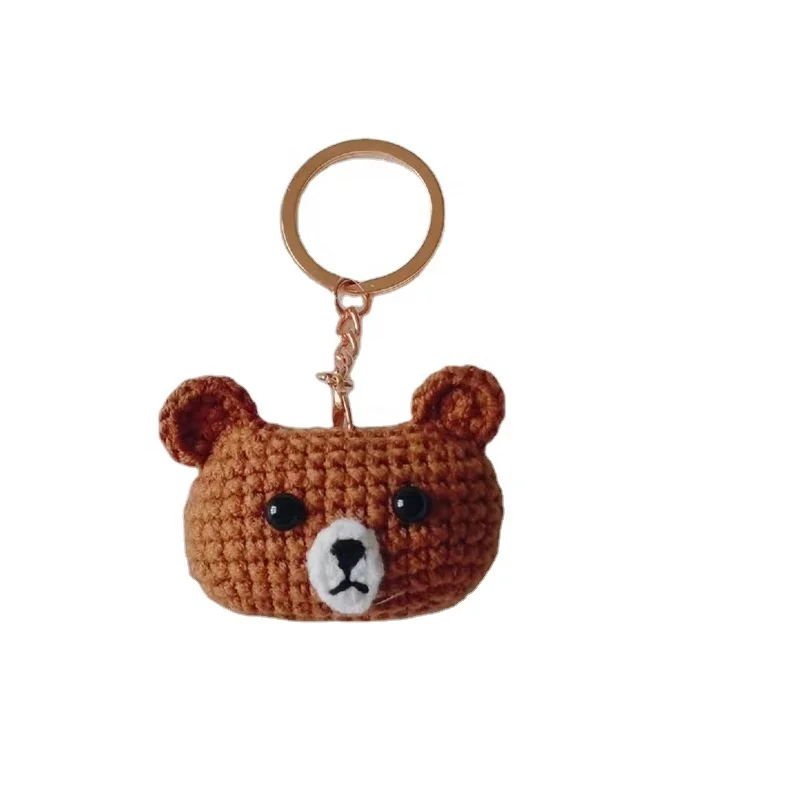 Wholesale mini crochet bear stuffed toys cute small knitted teddy bear dolls pendant charms for baby pram stroller hanging toy