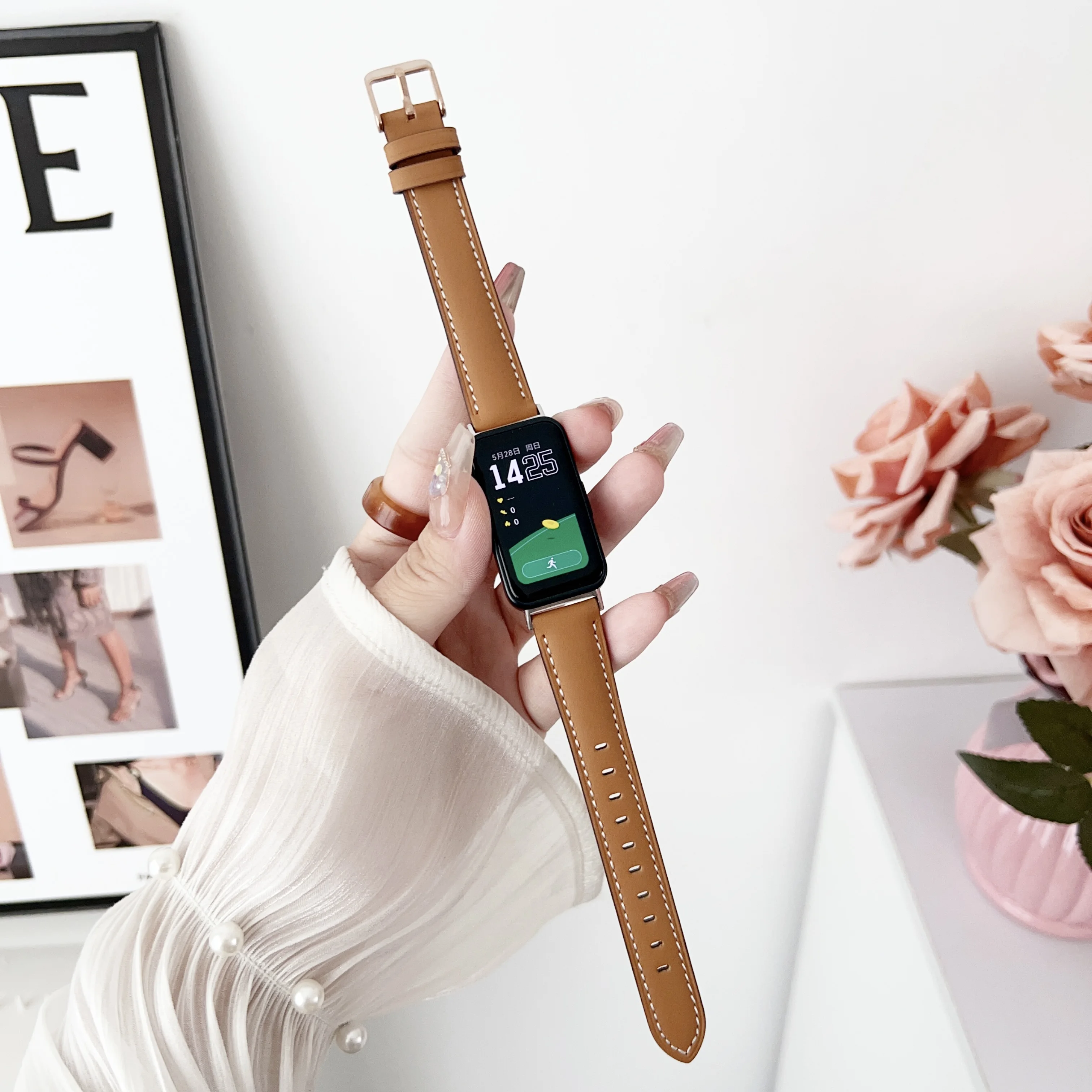 Genuine leather watch band strap for huawei watch 8 car cow leather straps for huawei 8 bracelet watch