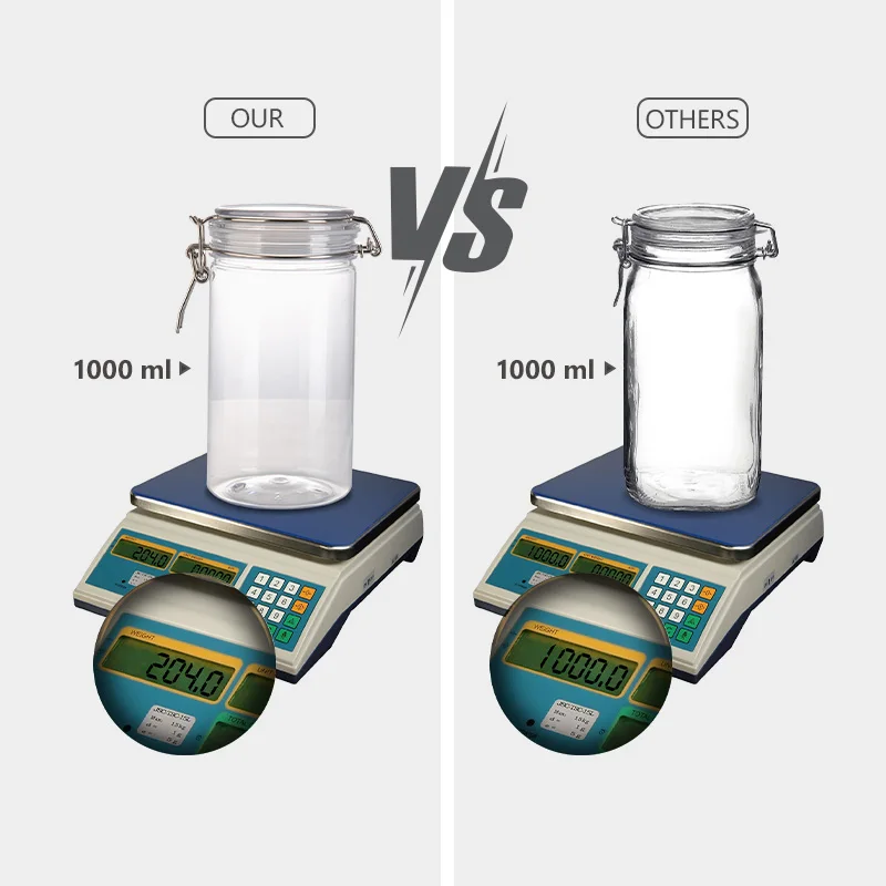 Unbreakable PET Food Container 100ml 200ml 450ml 1000ml 1500ml Airtight Food-grade PET Jar with Seal Wire Clamp Fastening