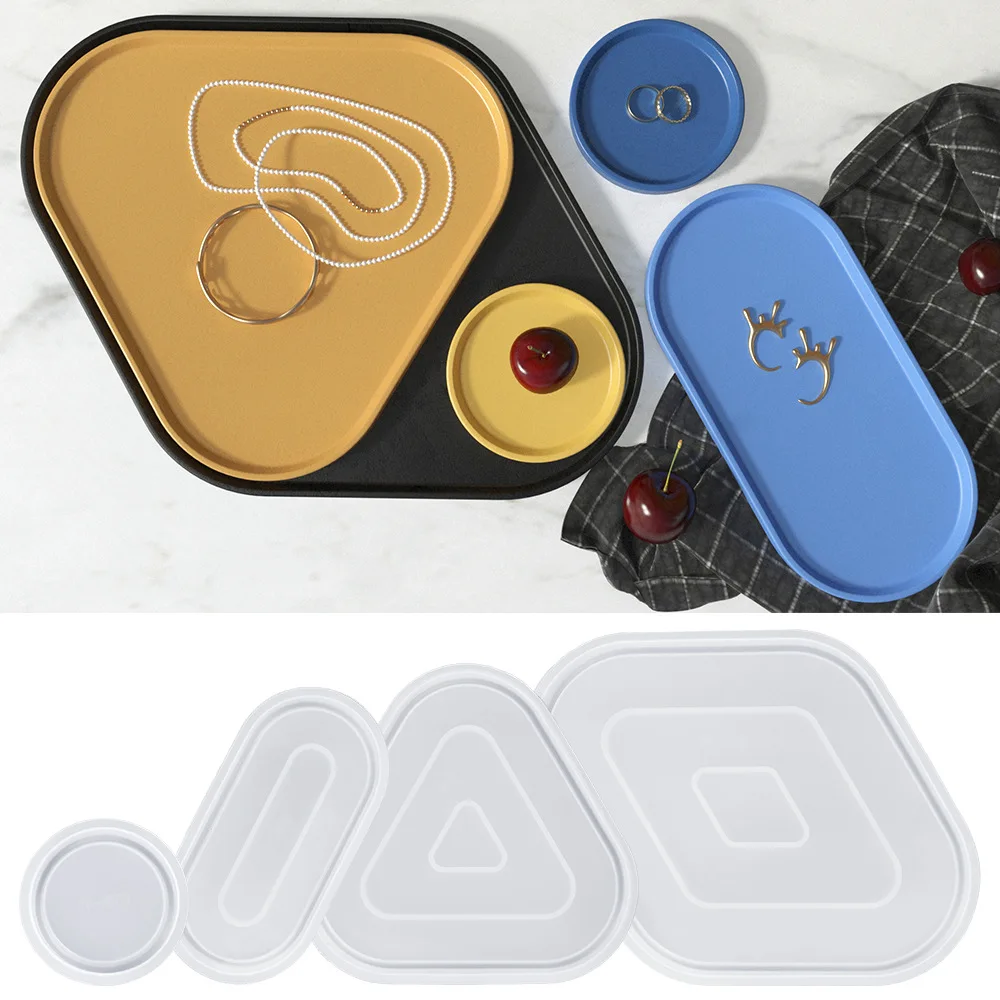 KK20 Epoxy Resin Concrete Gypsum Coaster Home Decorations Casting Mould DIY Storage Tray Making Tools