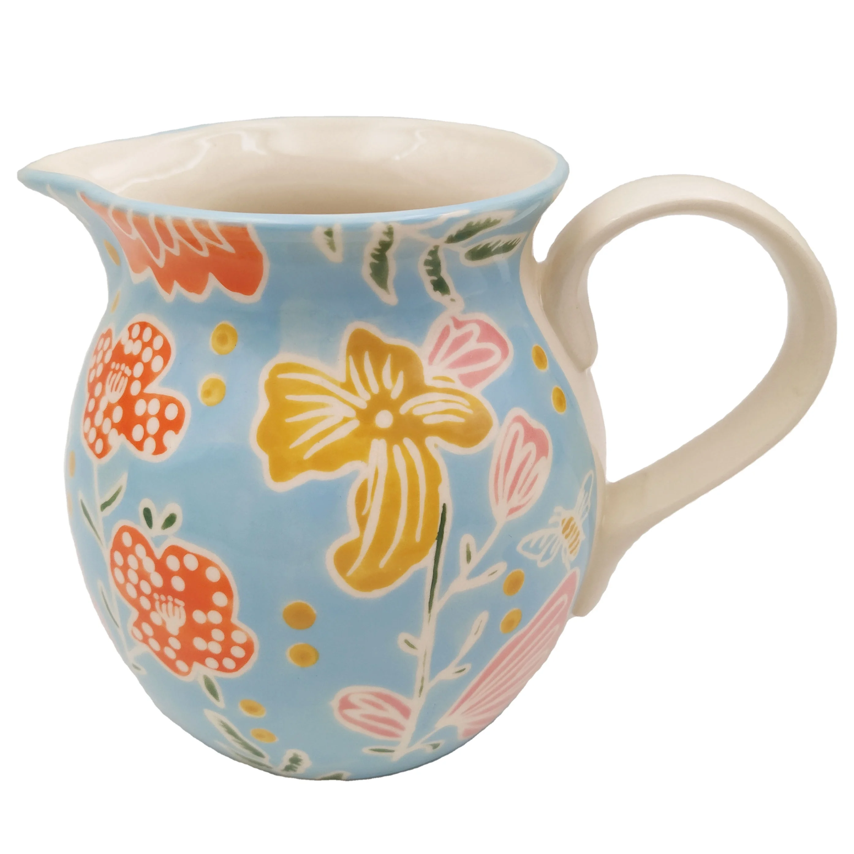 New design water bottle  ceramic  juice jug milk jug for breakfast water pitcher ceramic flower vase