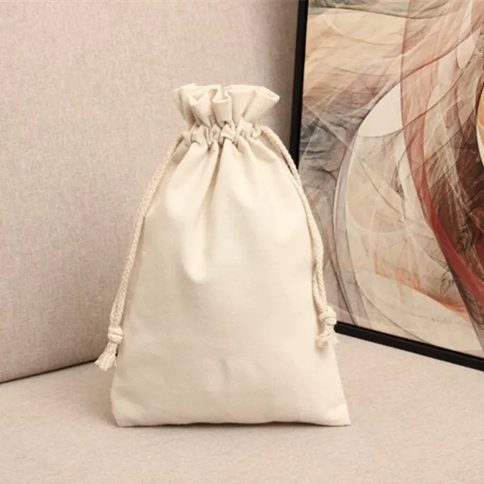 Factory Custom Cotton Fabric Bag Pouch Bag With Drawstring