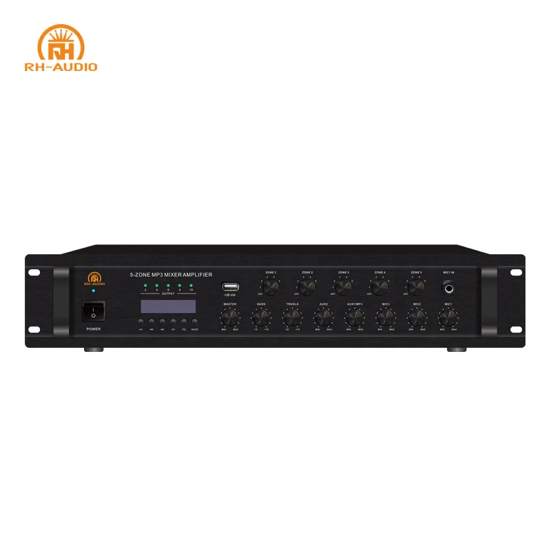RH-AUDIO PA Audio Amplifier with FM BT USB for Multi zone PA System