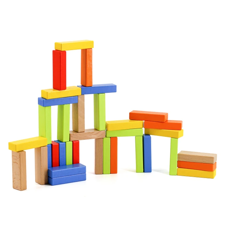 Creative Mixed Natural Solid Wood Colourful Beech Wood Stacked Layers Wooden Blocks Stacking Tower Game