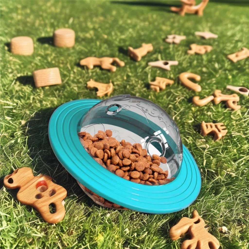 Dog Planet Interactive Toy UFO-Shaped Flying Disk Treat Ball Rubber Plastic Slow Feeder for Indoor Outdoor Use