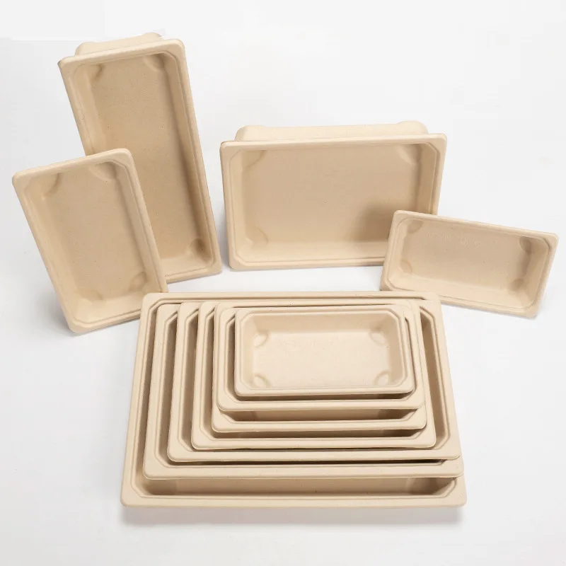 Disposable biodegradable Sushi Box packaging Sushi Fruits Display Food Box Paper Pulp container