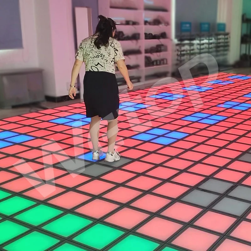 Pressure sensing active game led floor tiles dance interactie floor light game with design software