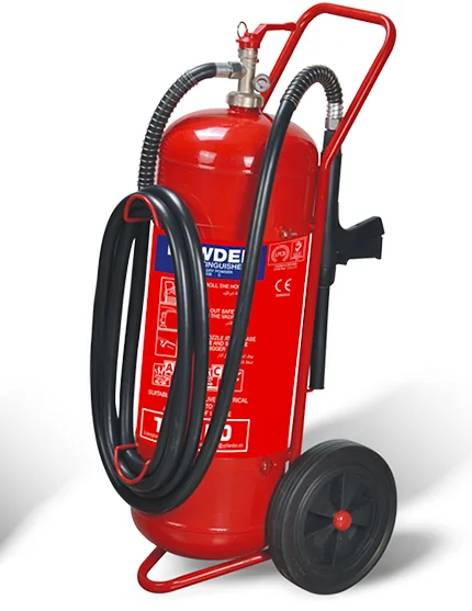 TIANBO Spanish Style 50kg Wheeled Trolley Powder Fire Extinguisher With Ce Approved Fire Prevention Chi