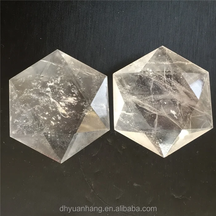 hand carved natural rock clear quartz crystal david star crystal carvings for craft