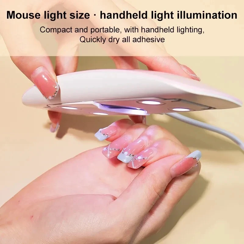 6W Mini Nail Dryer Machine Portable LED UV Gel Lamp Home Use Nail Lamp For Drying Polish Varnish Art Tools With USB Cable