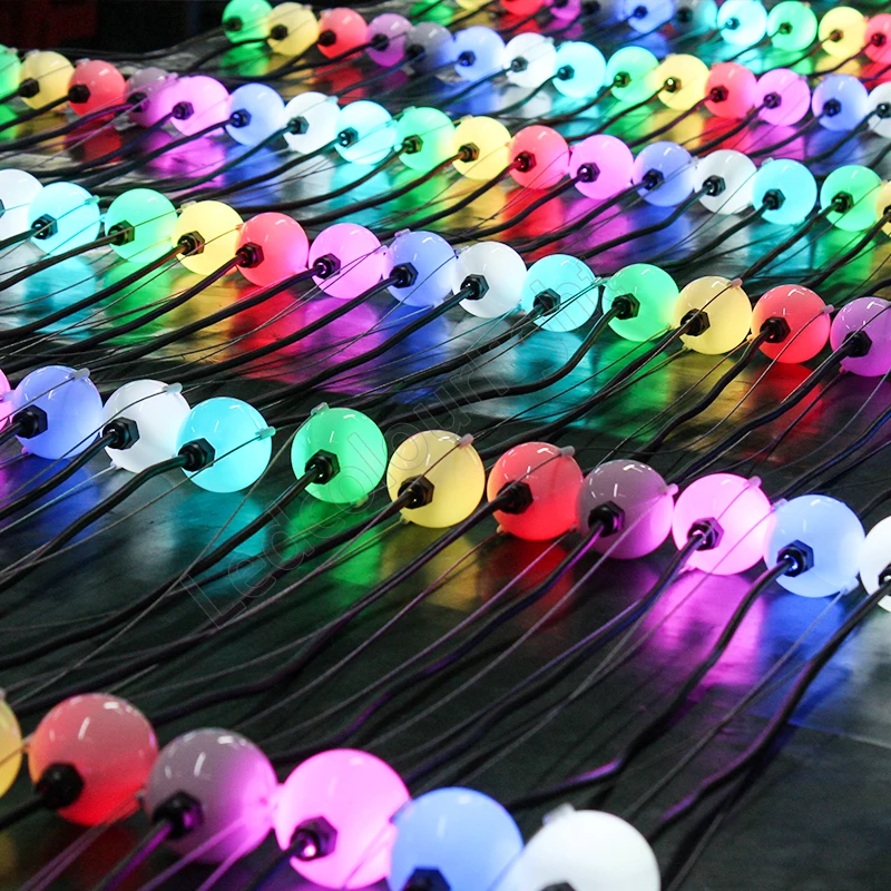 Christmas Decorative High-power Lighting DMX RGB Ball Pixel String Lights 3D LED bulb with stable steel wire