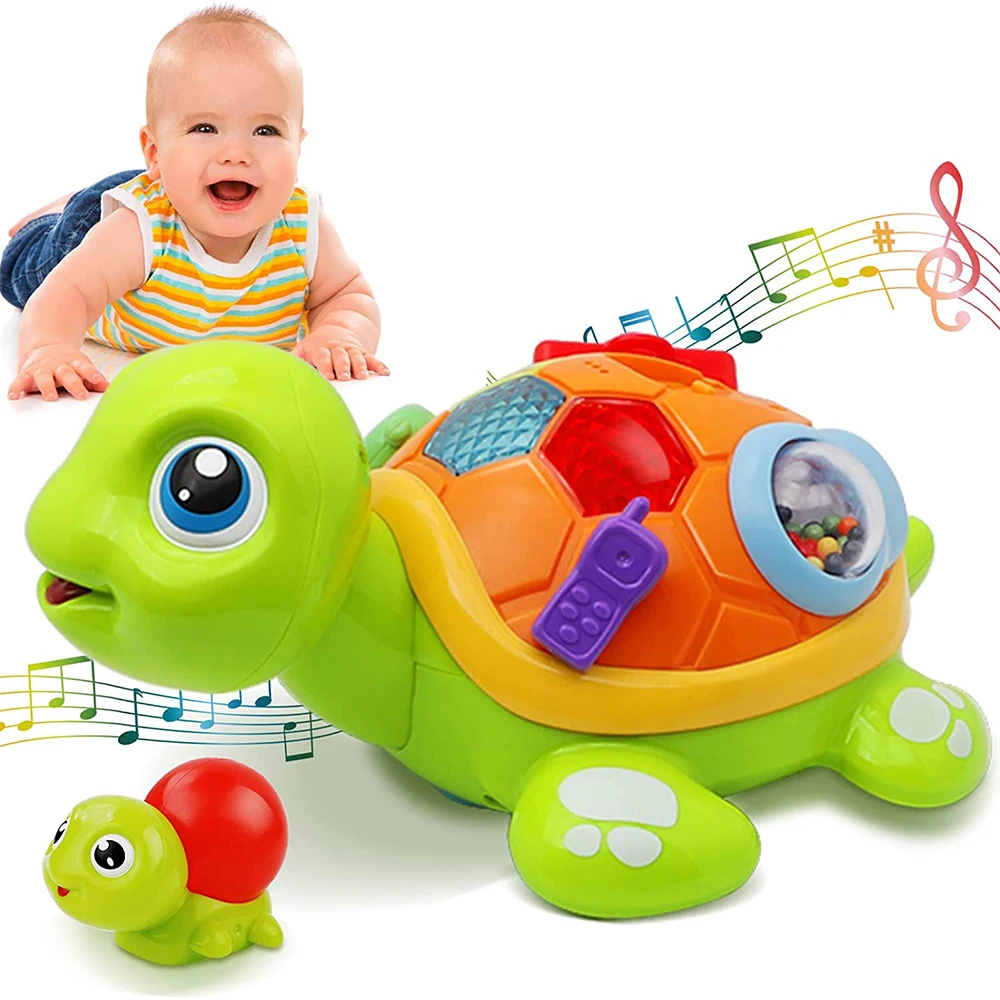 Baby Educational Multi-Functional Cartoon Crawling Toys Touching Musical Turtle Toys for Toddlers & Kids