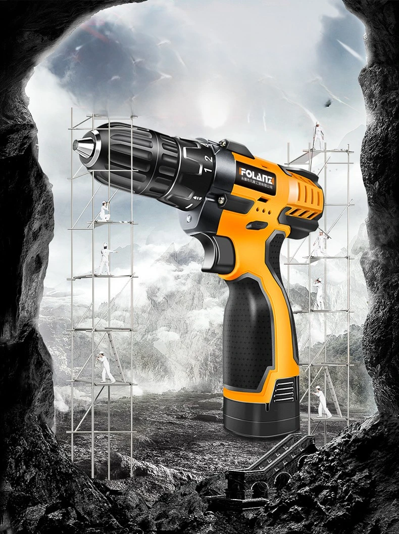 22pcs 12V 2000MAH Li-ion Battery Portable Cordless Electric Drill with Variable Speed 10mm Brushless 12V Voltage OEM ODM Product