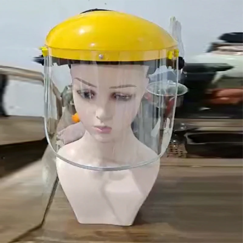 
Protective Working Safety PVC Clear Visor Plastic Full Face Shield Mask For Grinding Face Helmet Yellow 