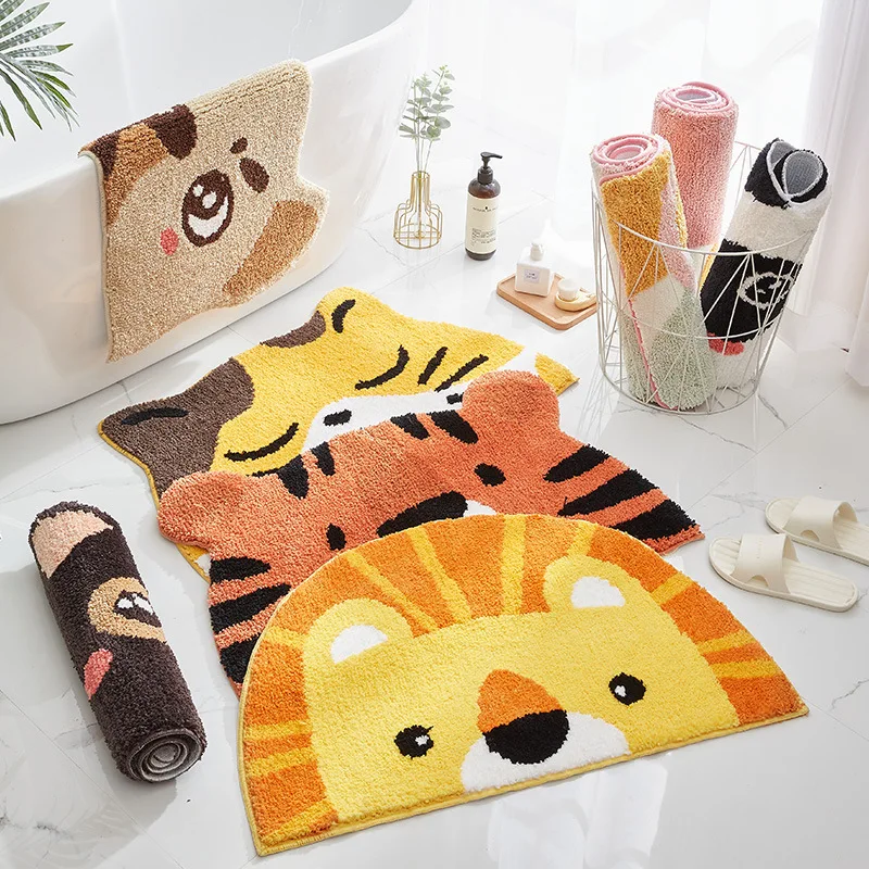New Design Cute Microfiber Bath Mats Animal Print Soft Plush Absorb Water Area Rug For Bathroom/Living Room/Bedroom