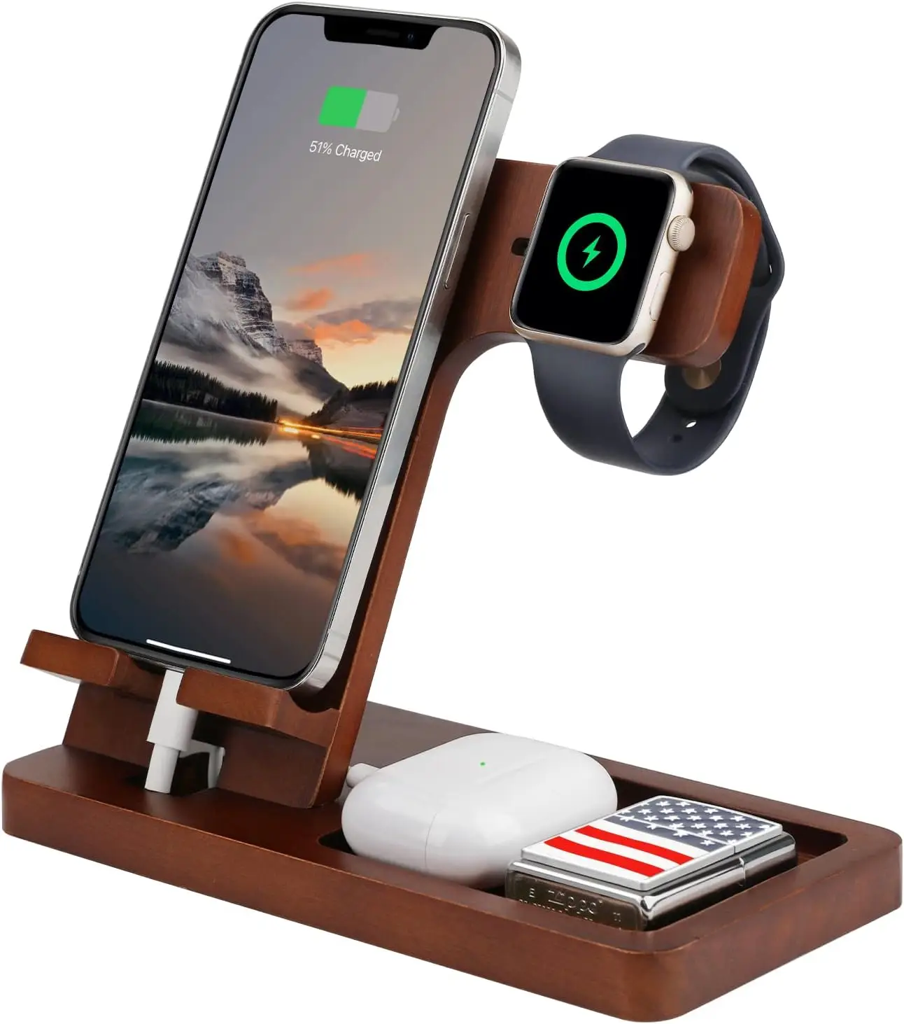 3 в 1 деревянная зарядная станция для iPhone