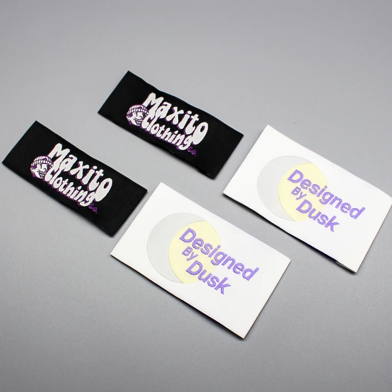 Custom Woven Clothing Brand Logo Labels Folded Fabric Size Labels for Clothes