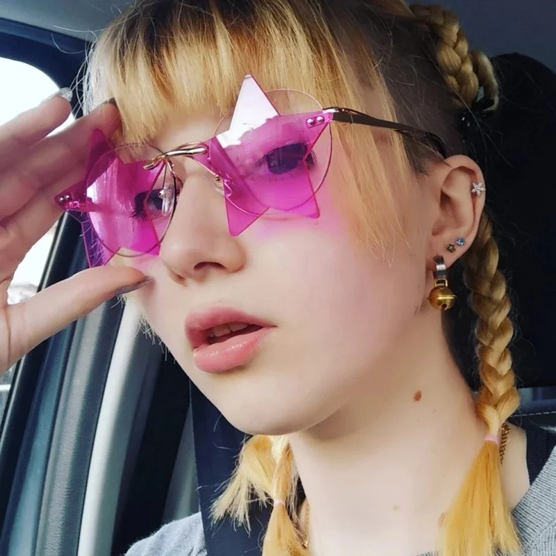 Daihe MJ-053 pink five-pointed star metal fashion Korean large frame custom sunglasses uv400 hip-hop