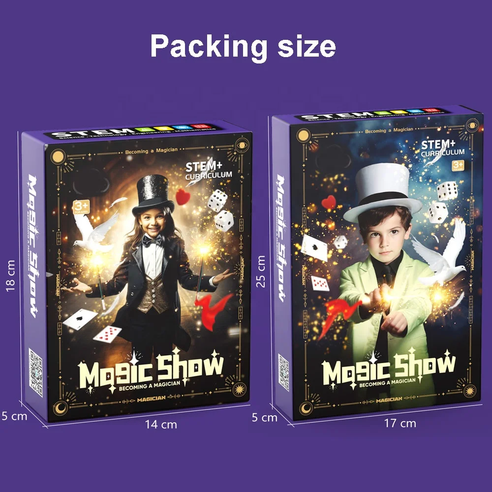 Kids magician toy set 53+/74+ magic show amazing magic trick with props & instruction manual for children learn the art of magic