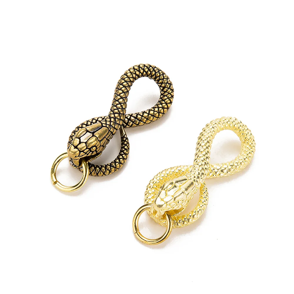 Brass Belt Hook Retro Snake Shape Key chains Fob Clip Animal Key Ring Wallet snake keychain with O ring Charm Pendant Decor Gift