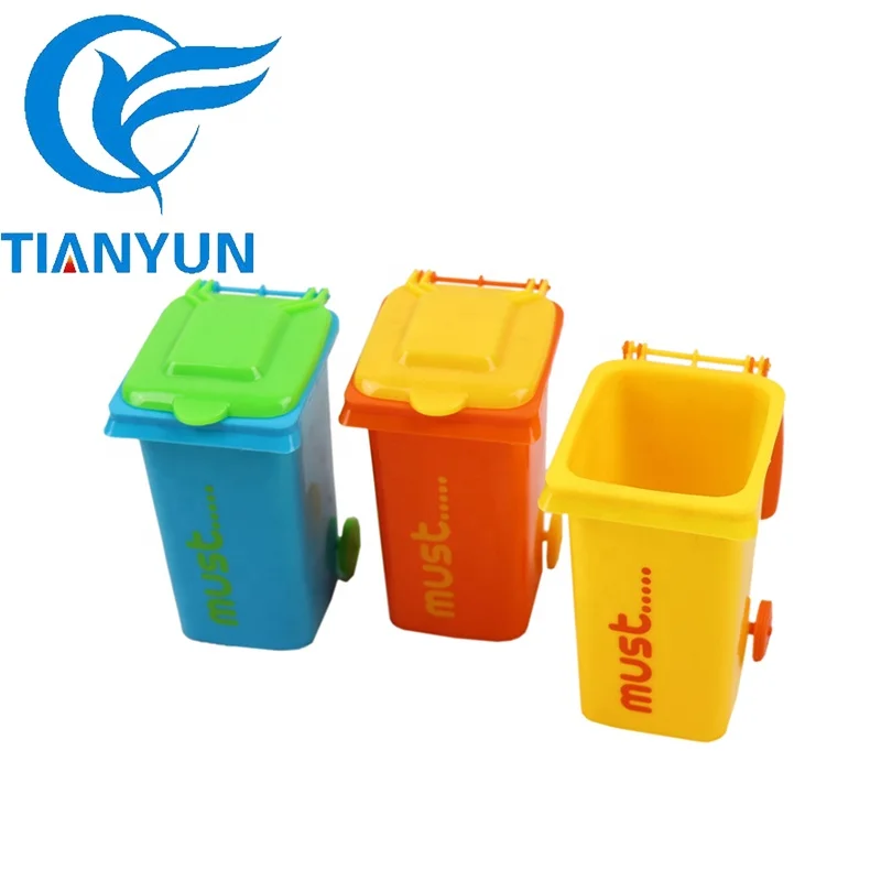 Plastic Mini Desktop Trash Bin Can Pen Holder