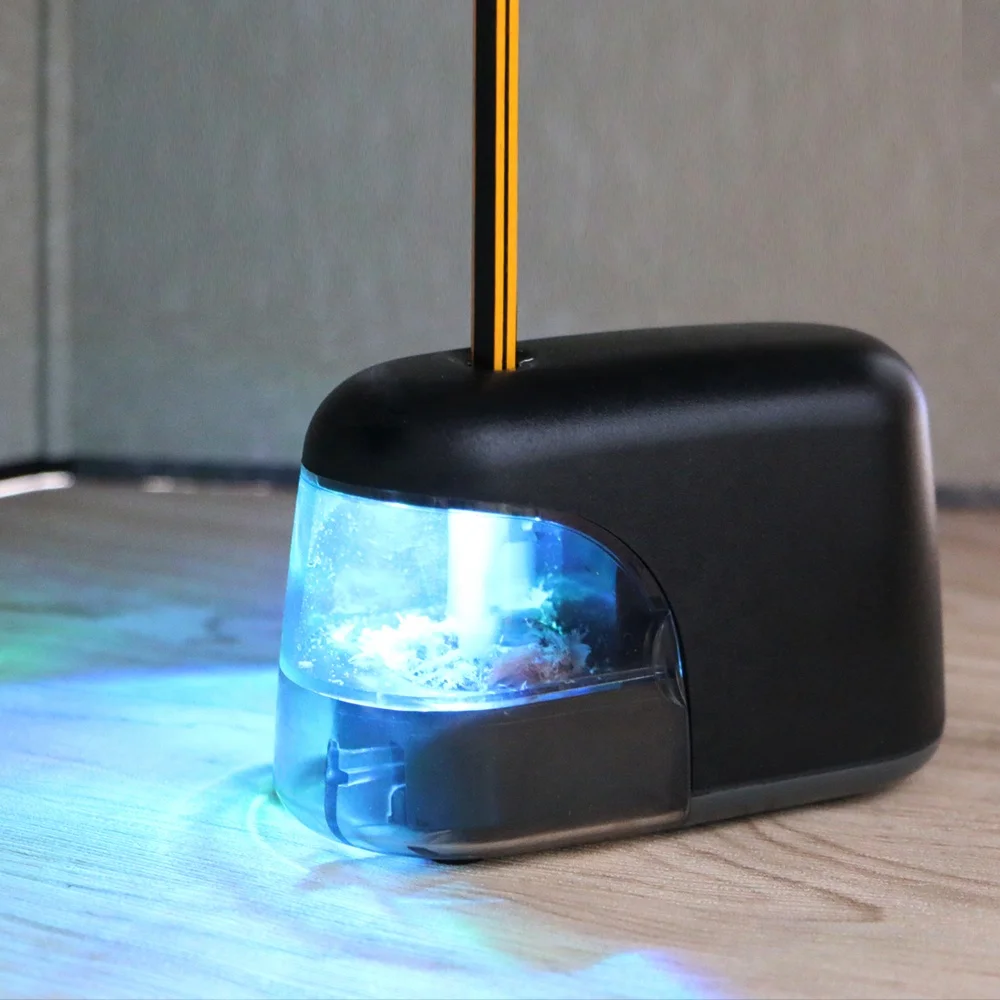 
Funny Stationery Automatic Pencil Sharpener with LED light Electric Sharpener for Office and School Matt Battery operated gifts 