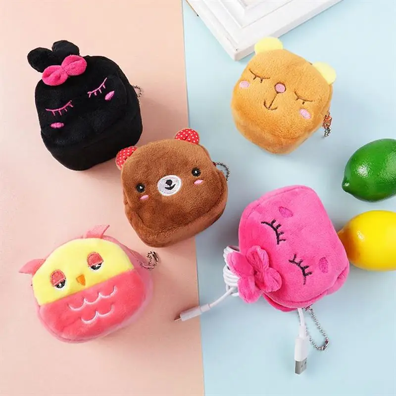 Cartoon wallets purse keychain Coin Purse Cute Owl Bear Anime storage bag Case Gift for Girls mini backpack coin