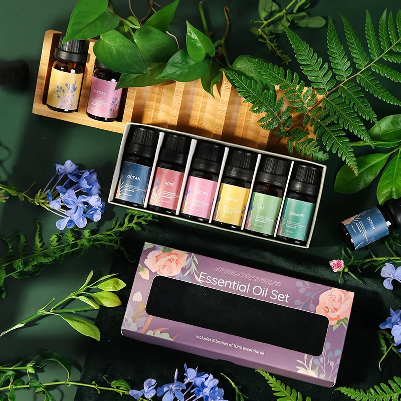 Pure essential oil manufacturer 6 Bottles Natural Aroma Diffuser Essential Oil Set