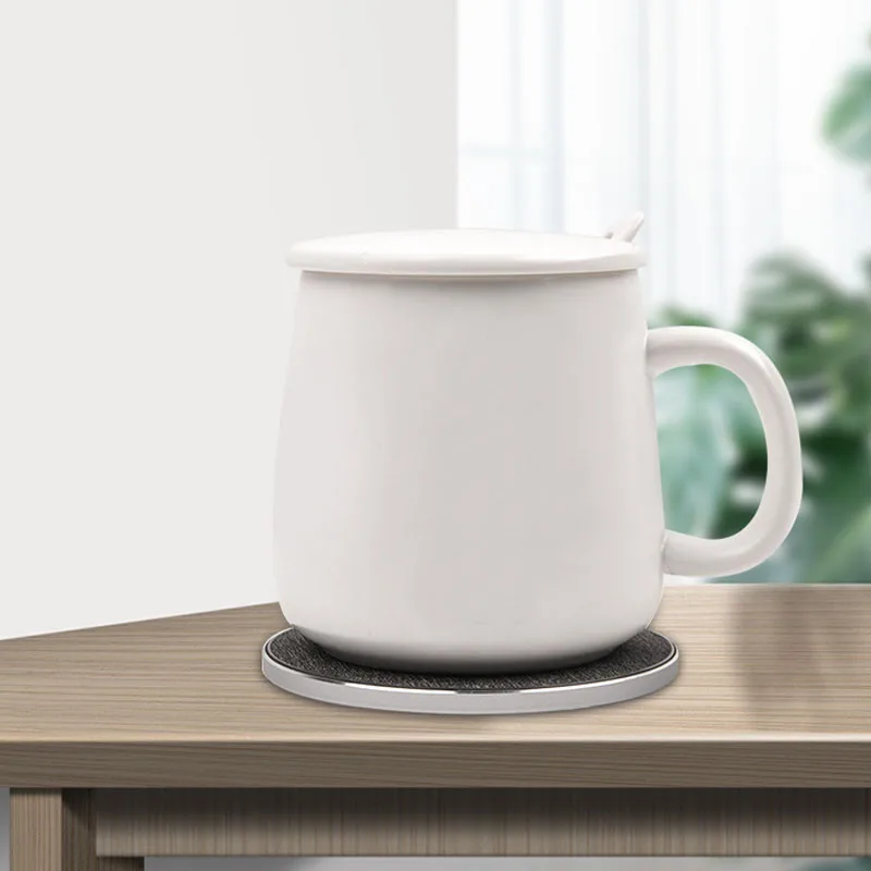 2024 Temperature Auto Heater Coffee Mug Warmer 2 In 1 Ceramic Heating Cup Pad With Smart Phone Wireless Charger For Office