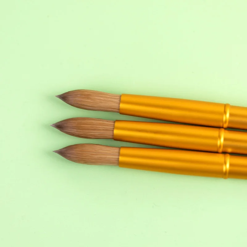 Professional Wholesale Chiyan Factory Custom Logo 100% Kolinsky Metal Handle Crystal Crimped Kolinsky Acrylic Nail Brush