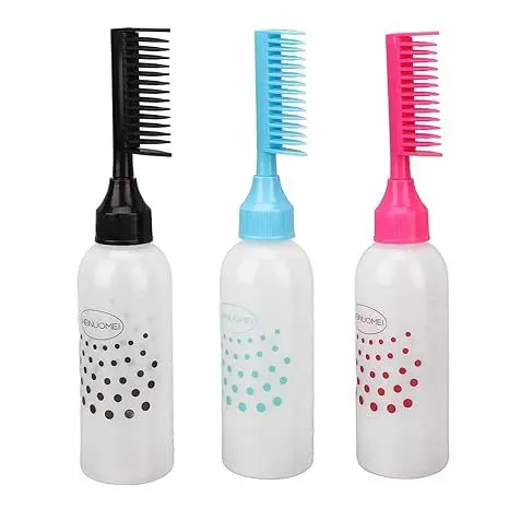 Hair Salon Tools Plastic Beauty Salon Hair Coloring Dye Bottle Shampoo Root Color Comb Oil Applicator Bottle