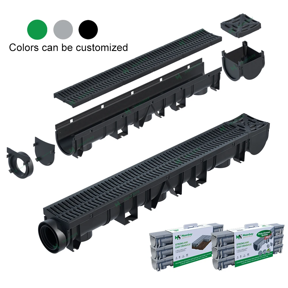 Iron Cast PP 304 Stainless Steel Grate Cover Channel HDPE Trench Balcony Drain Polymer Ditch Rain Water Gutter
