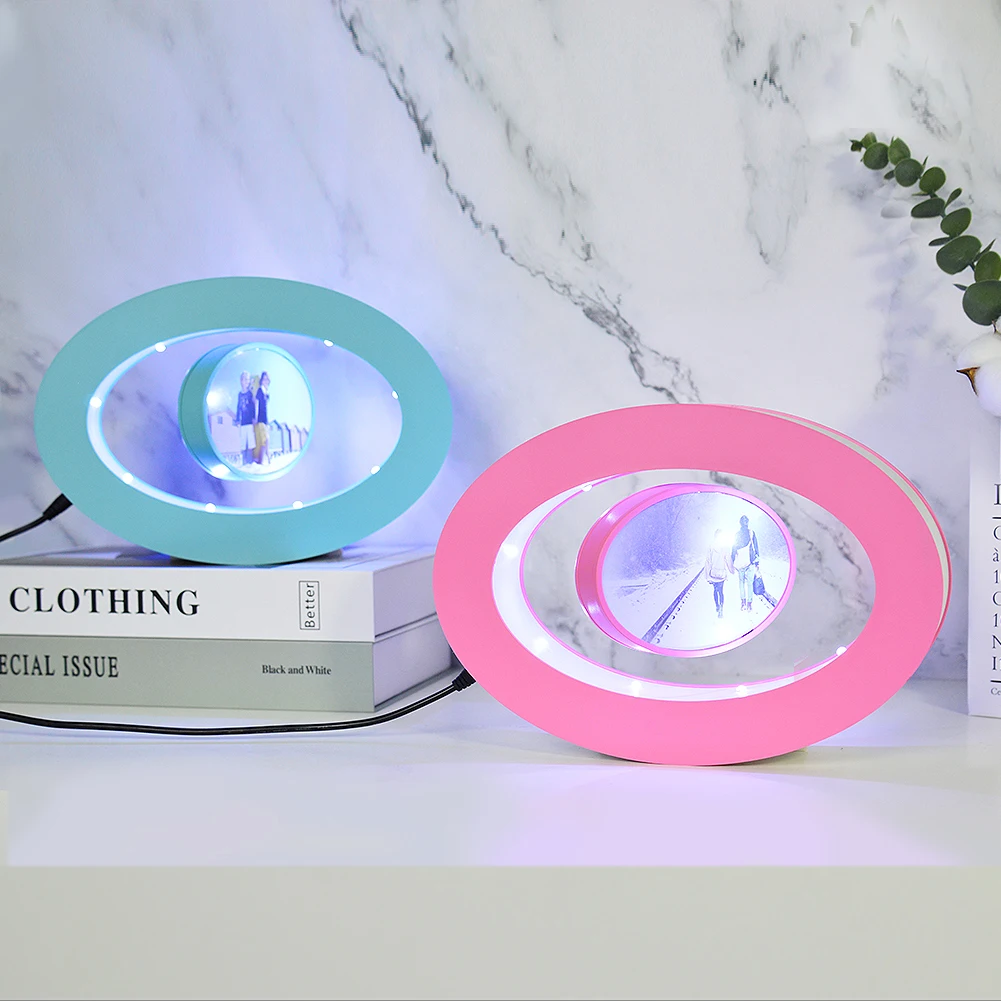 Hot Selling Acrylic Oval Floating Magnetic Photo Frame to Put Photos for Birthday Gifts