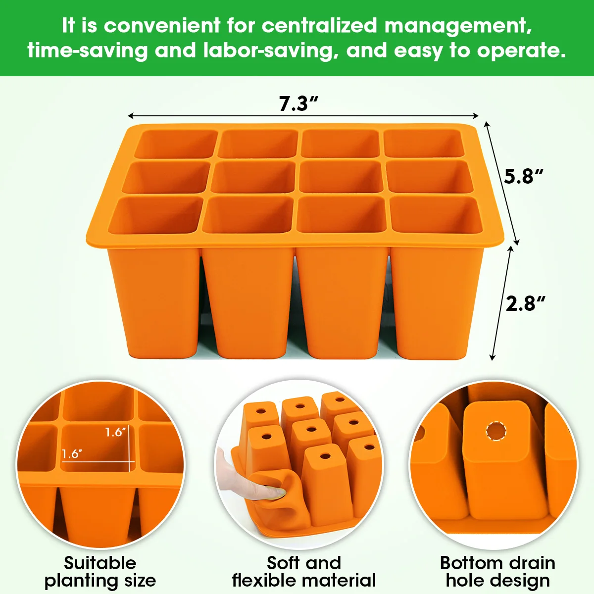 New Premium Growing Tray 12 Cell Silicone Rubber Tray Plant Seedling Tray for Flowers Sprouting Seed Starter