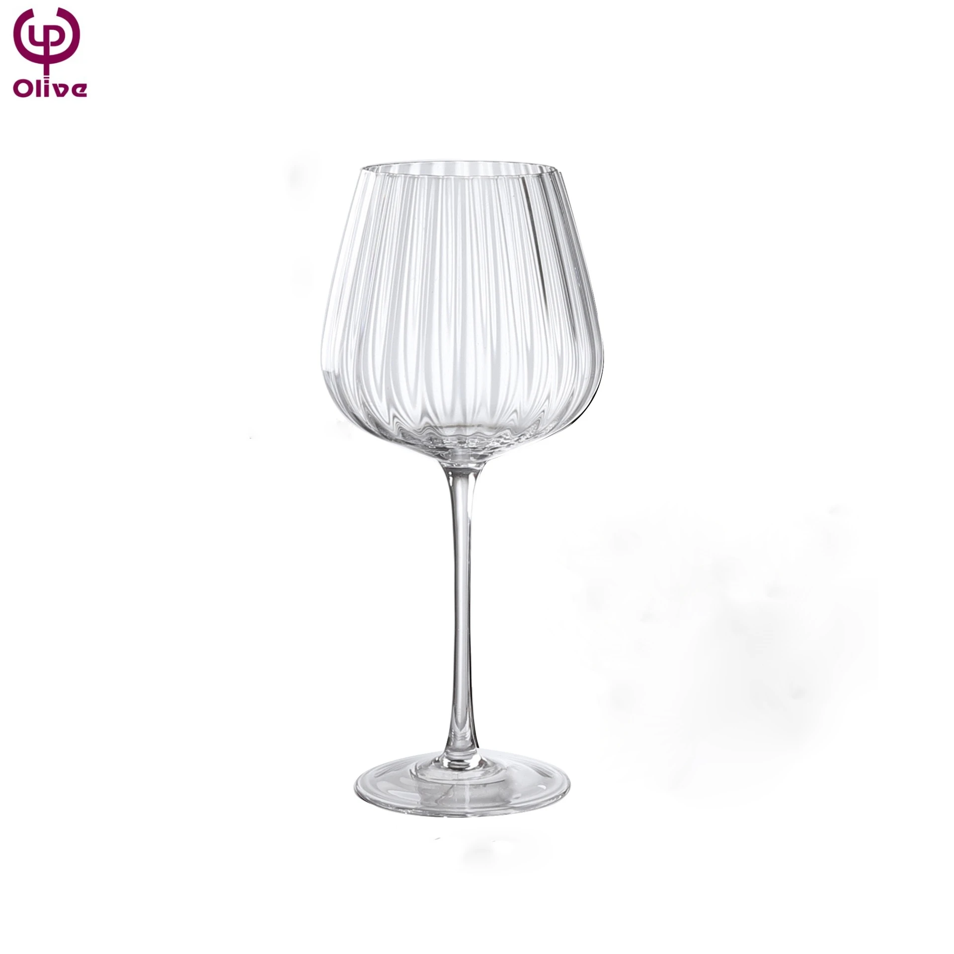 Wholesale Premiere Quality Wine Glass Set Champagne Flute Glass Stripe ripple Wine Glasses Cup Customized Gift Package