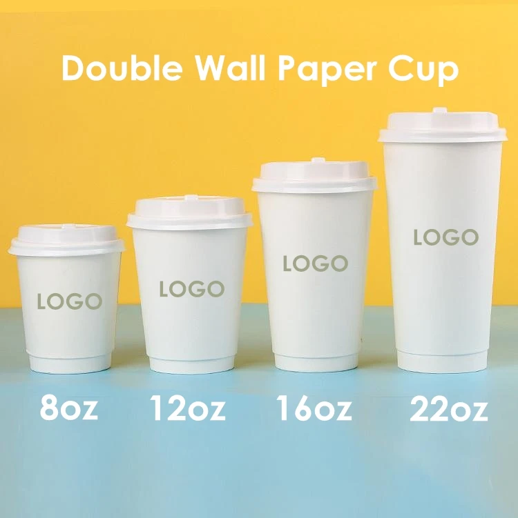Customized cup 8oz 12oz 16oz 22oz biodegradable disposable paper coffee cups double wall paper cups for hot drinks