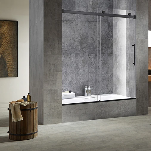 Semi-frame single sliding shower door bottom seal bathtub shower enclosure shower room