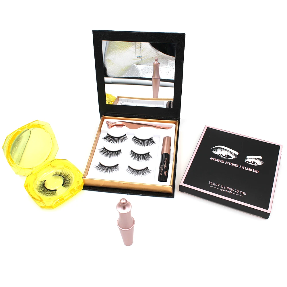 
Waterproof magnetic eyeliner eyelashes faux mink magnetic eyeliner lashes 