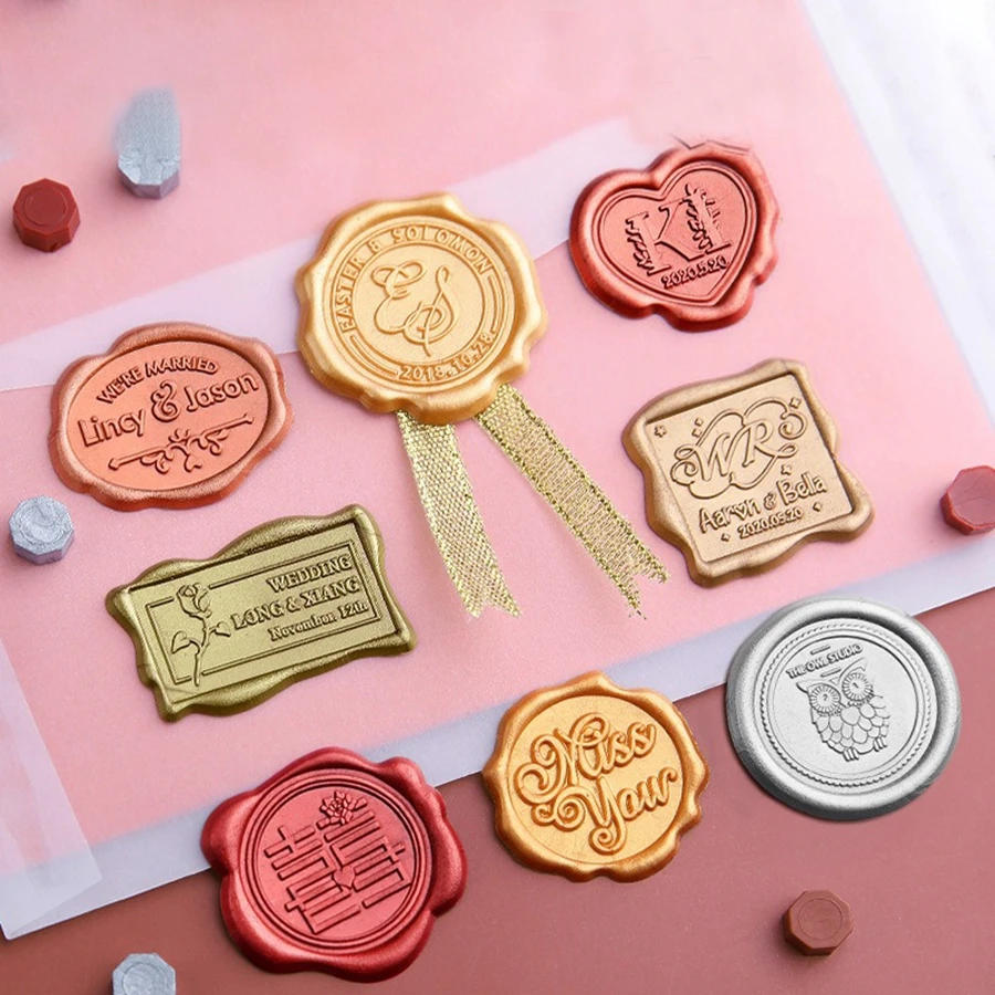 Customized 100pc Logo Wax Seal Sticker Envelope Sealing for Wedding Invitations & Wine Featuring Unique Wine Wax Particles