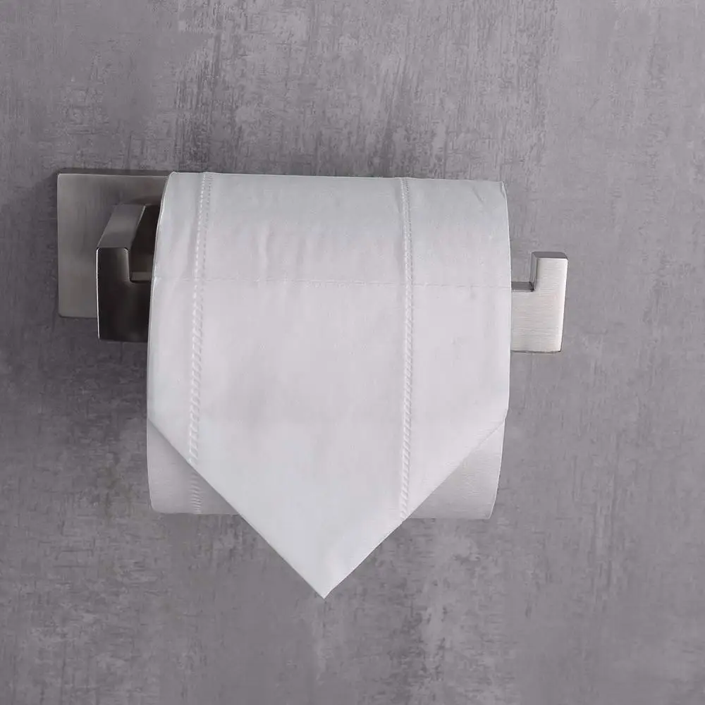 Self Adhesive Toilet Paper Holder Stand SUS 304 Stainless Steel Bathroom Loo Roll Tissue Holder Storage Wall Mounted Matte Black