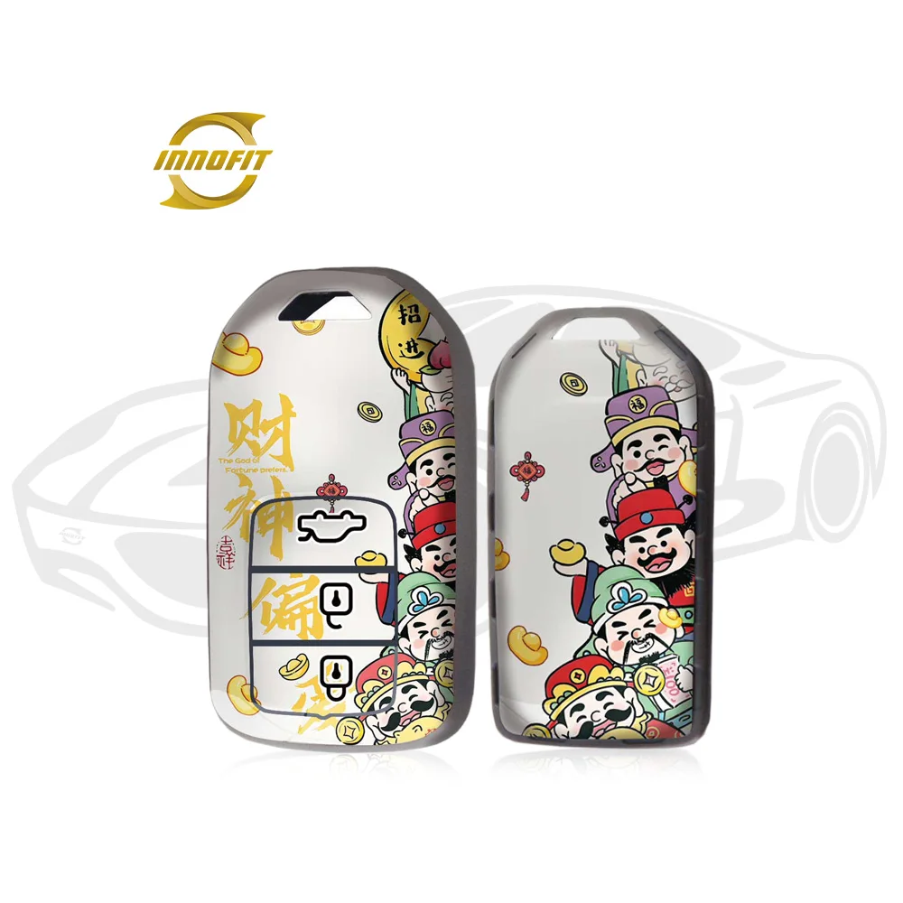 Innofit New Year God Of Wealth Car Key Case TPU Personalization Custom For Honda BAIC Proton Bestune Li Auto Inc