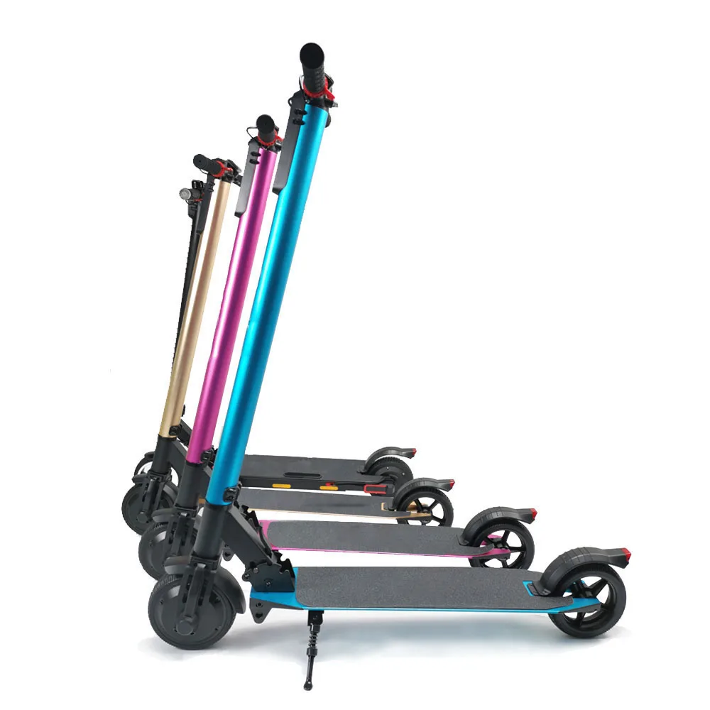girl riding kick electric scooter adult kids e scooters 2 wheels 6.5 inches electric scooter