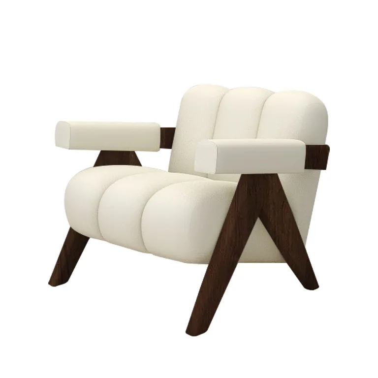 newest arrival modern design cream living room furniture solid wooden frame luxury lounge leisure accent arm chair