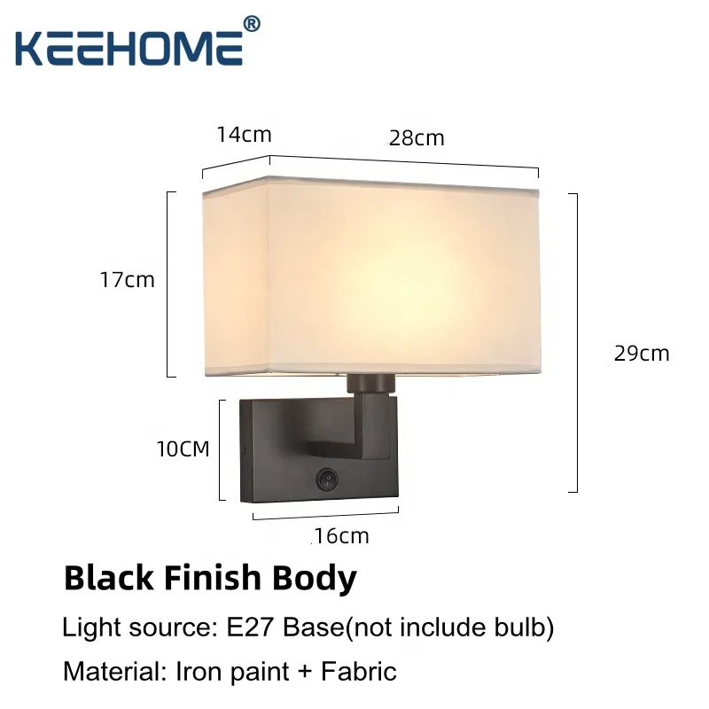 Modern Fabric Wall Lamp Fixture LED Bedroom Bedside Decorative Wall Lamps E26 Socket Hotel Reading Lamps